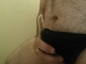 Peeing and cumming in my wifes panties