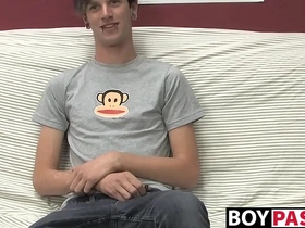 Adorable gay guy danny jerks off his dick on couch solo