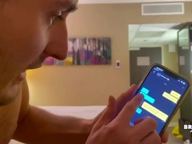 Random bareback grindr hook up in hotel room with hot twink and muscle jock lad