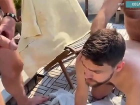 Gay chubby bear daddies fucks the pool boy